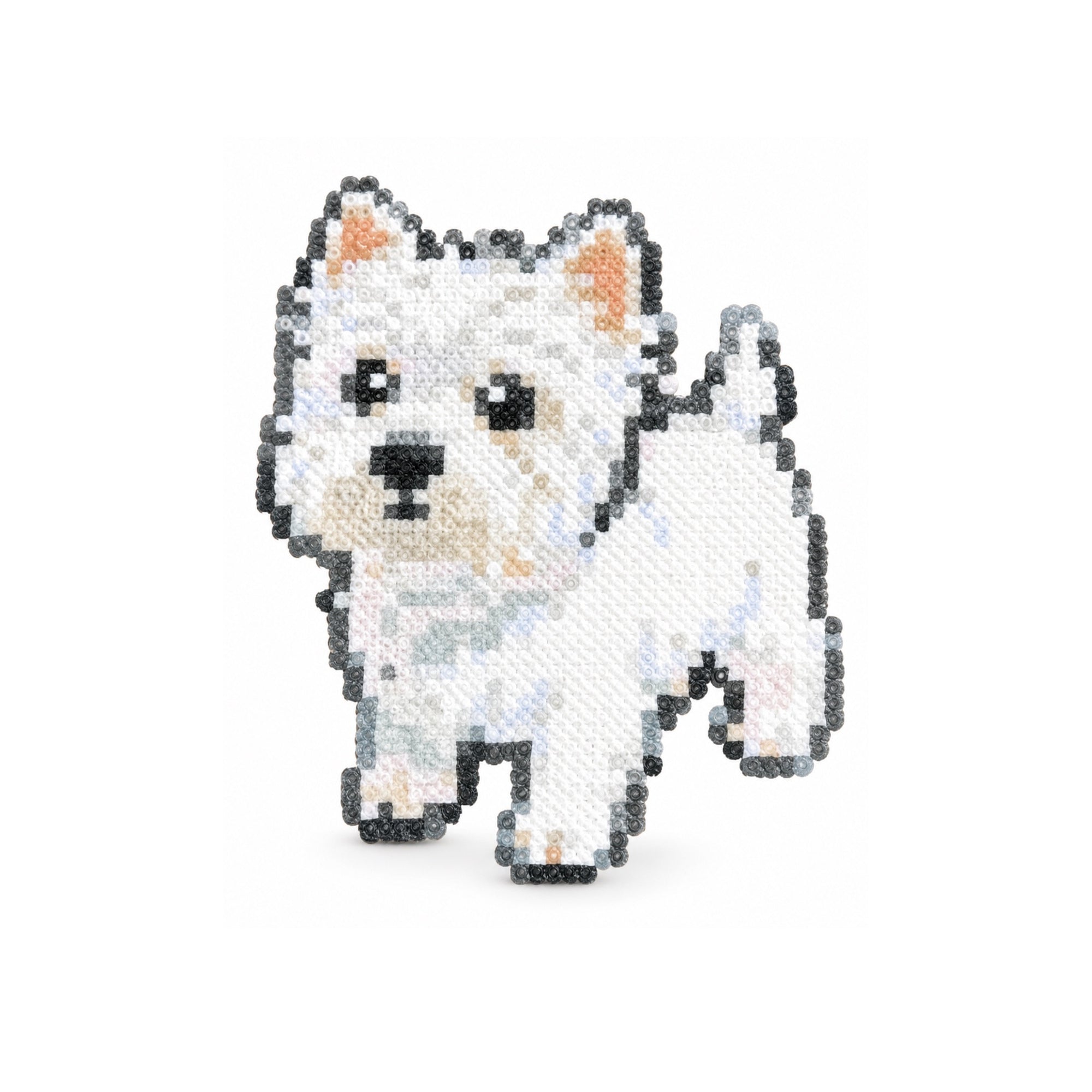 White Dog Portrait Charm handmade pixel bead pet product