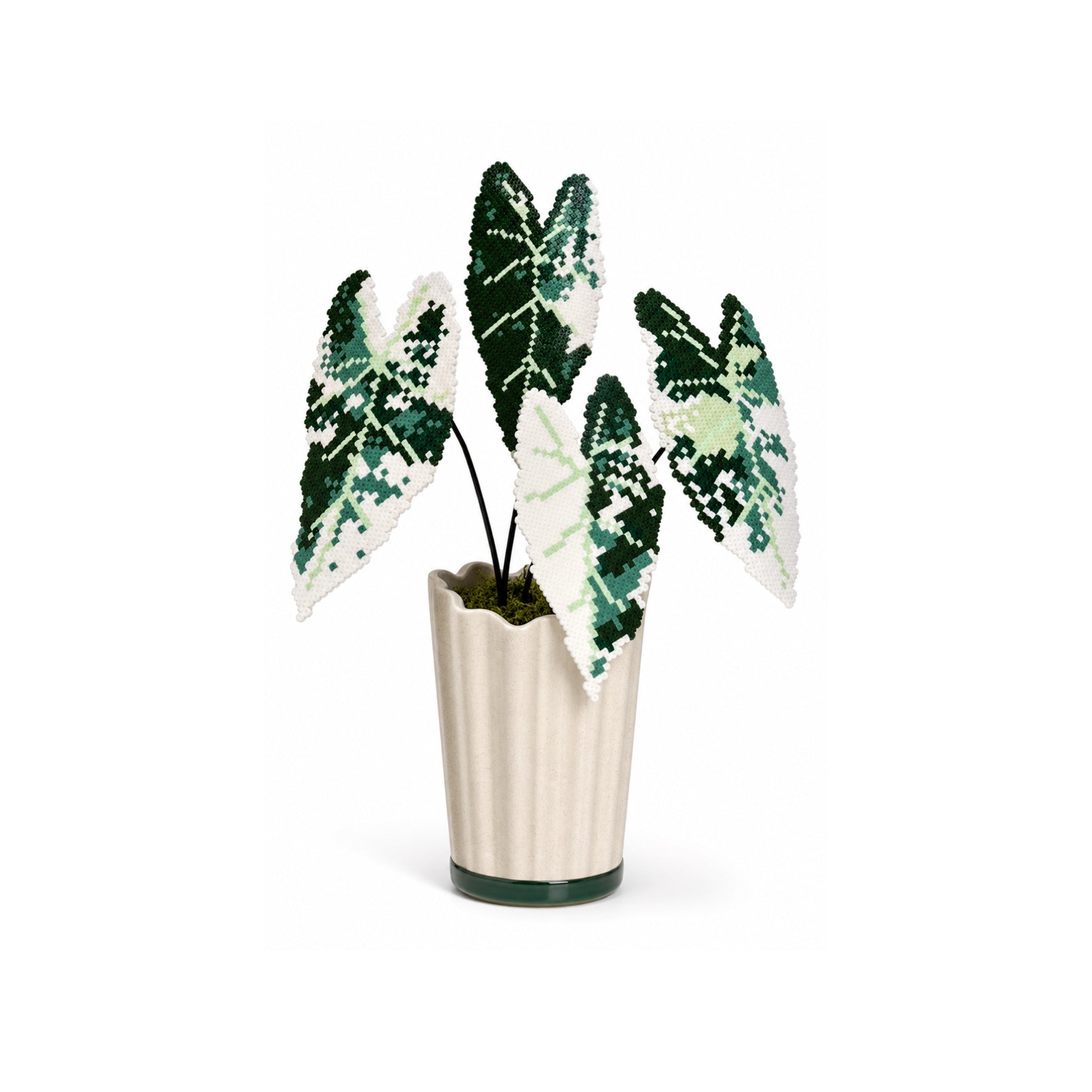 Green Velvet Alocasia Pixel Plant handmade pixel bead plant, pot not included