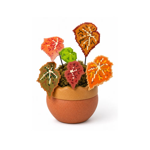 Autumn Glow Begonia Pixel Plant handmade pixel bead plant, pot not included