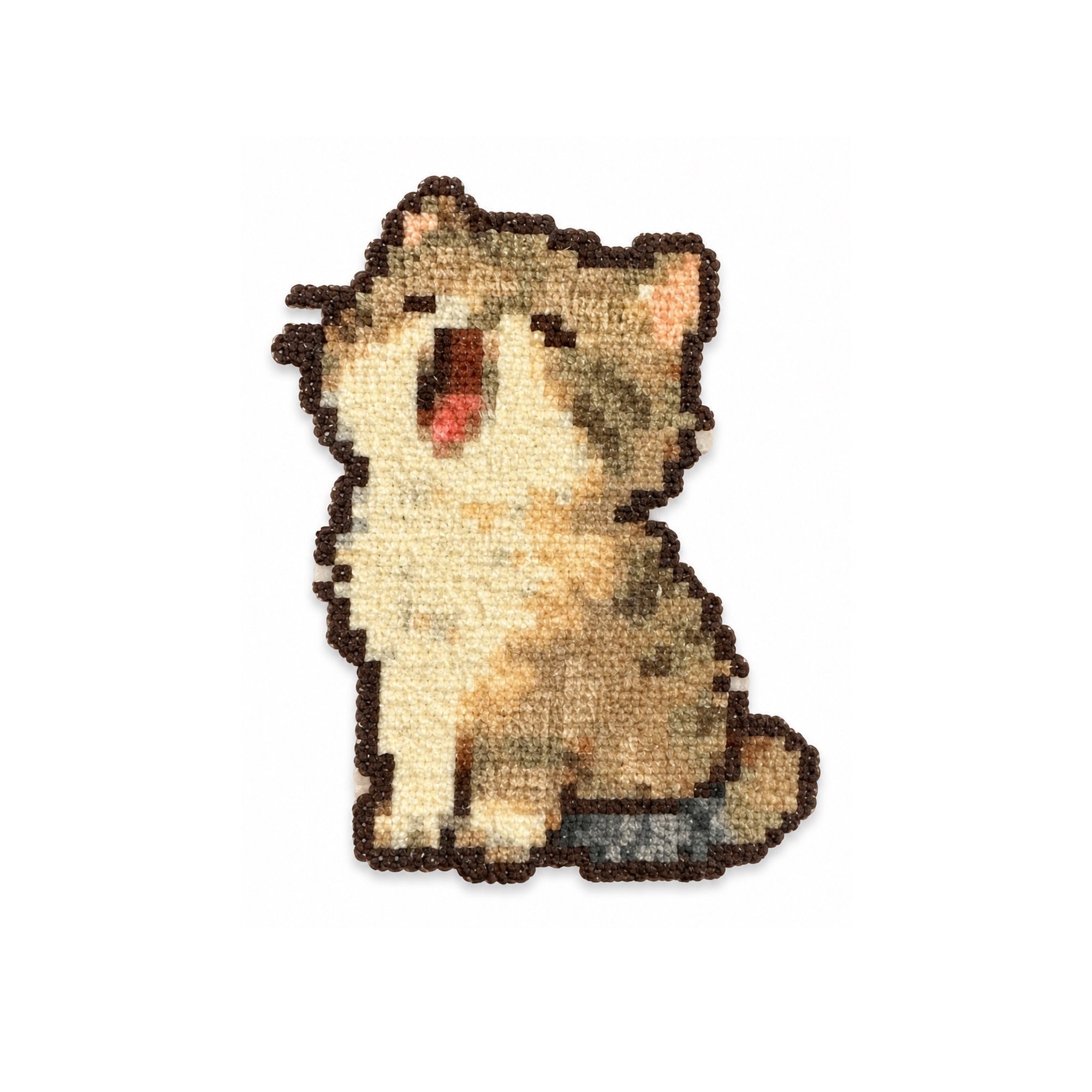Yawning Tabby Portrait handmade pixel bead pet product