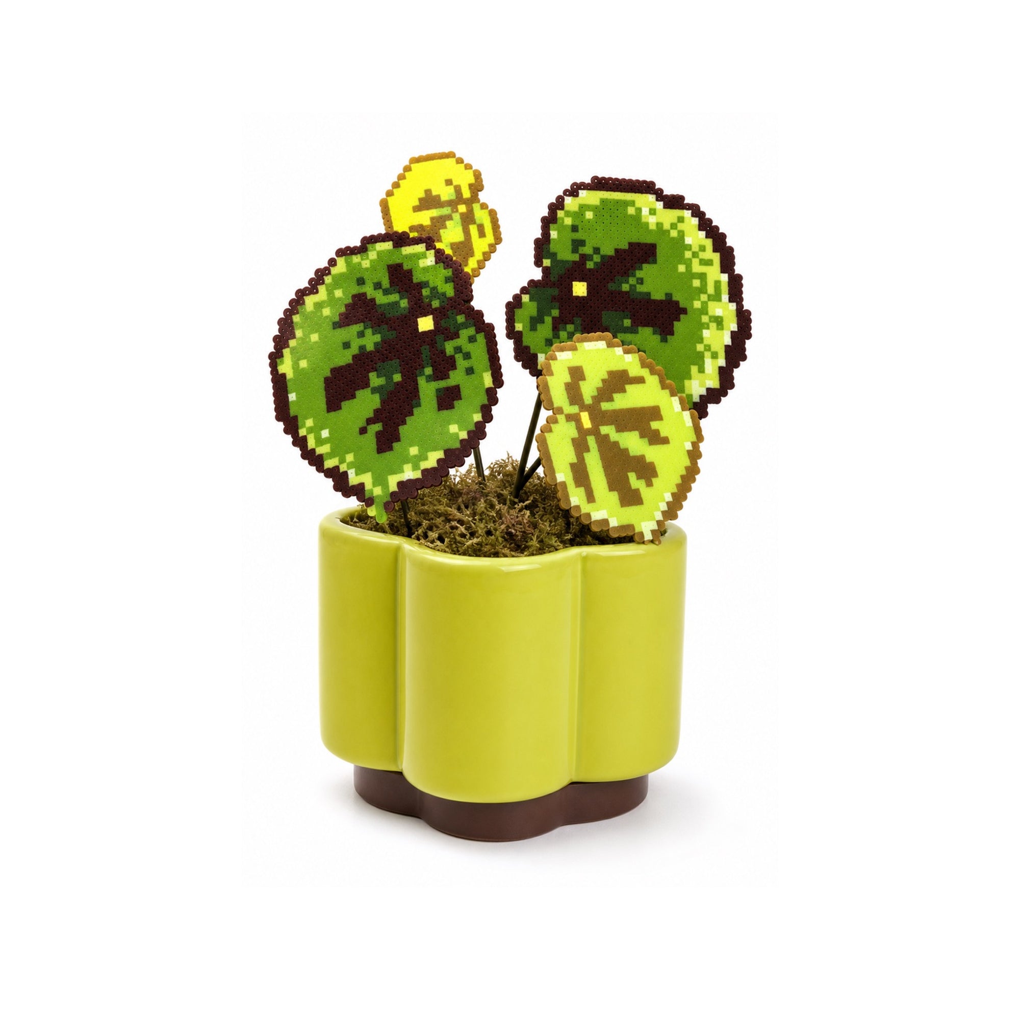 Prayer Leaf Pixel Plant handmade pixel bead plant, pot not included